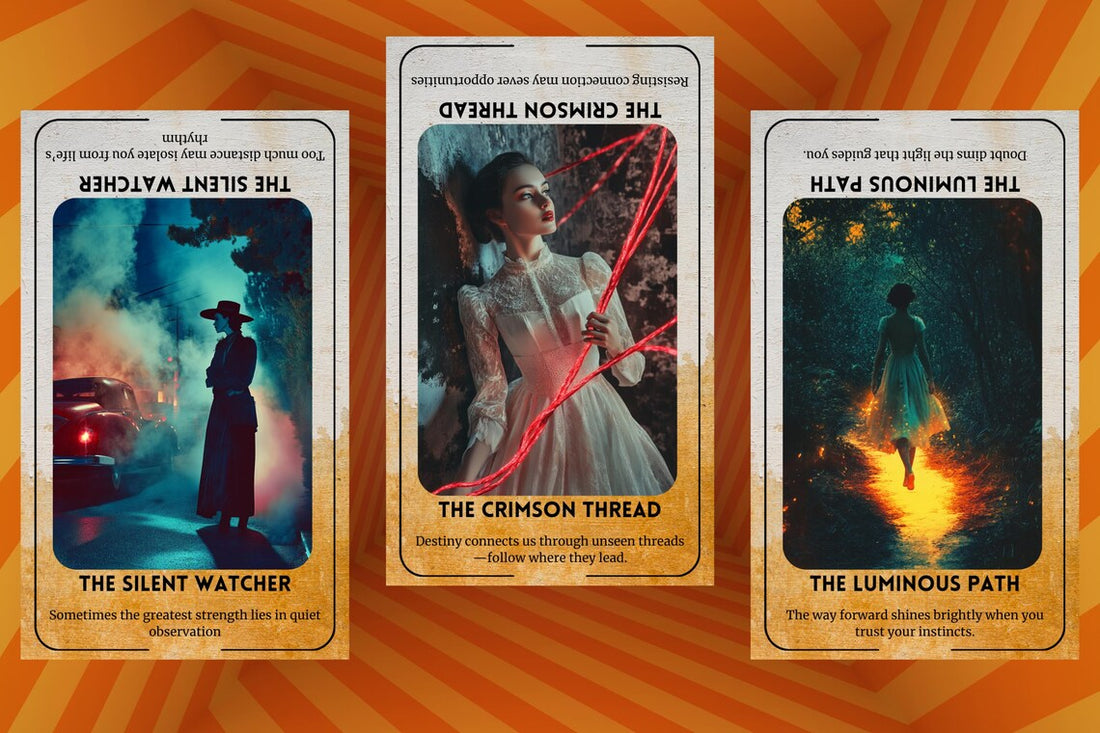Southern Gothic Romance Oracle - Silent Watcher, Crimson Thread, Luminous Path cards