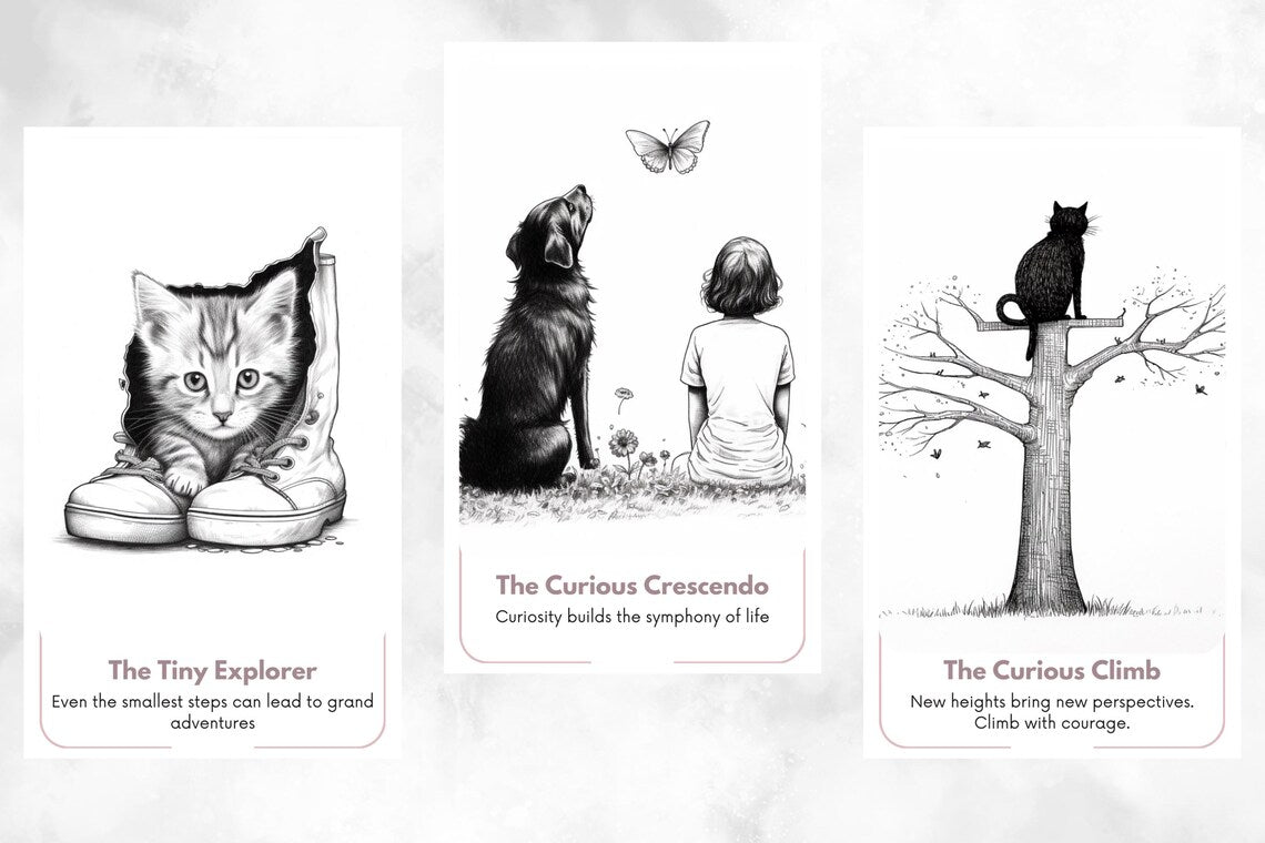 Spirit Animal Oracle - Charming cats and dogs minimalist artwork divination