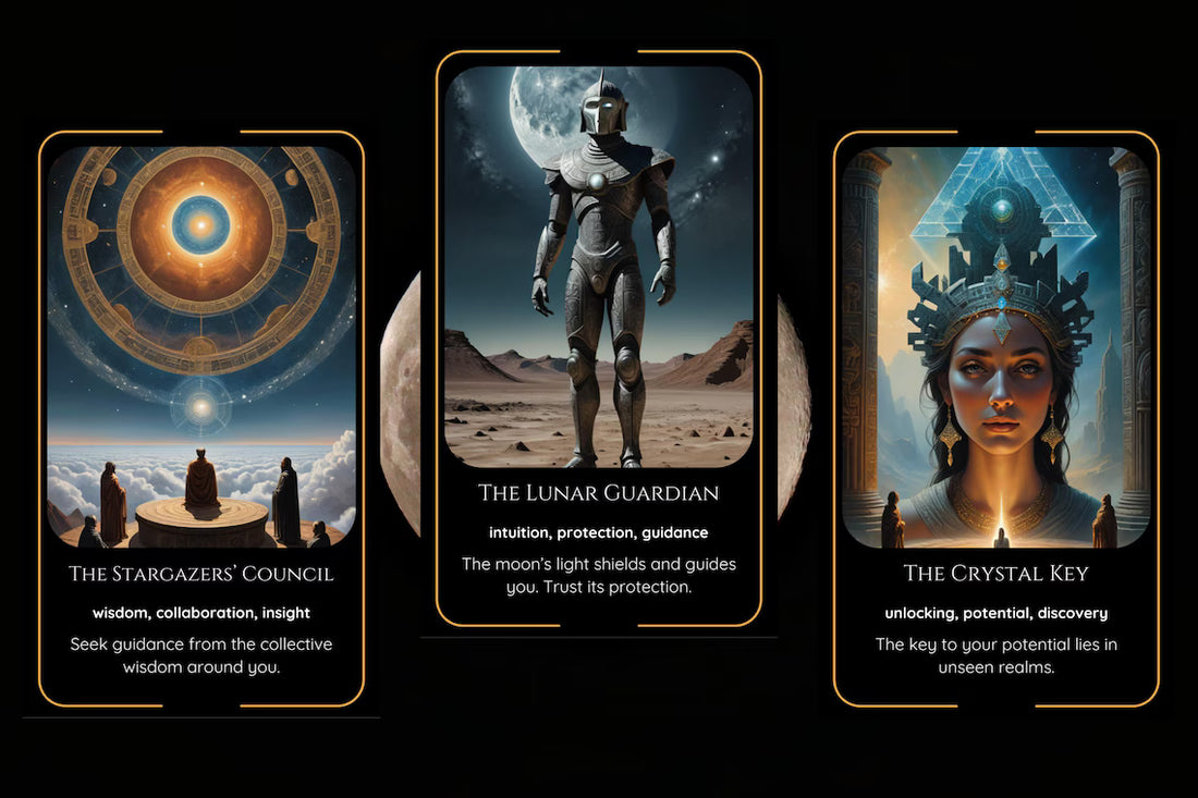 Ancient Cosmic Oracle - Scribes of the Stars, The Astral Codex, The Crystal Key Sumerian cards