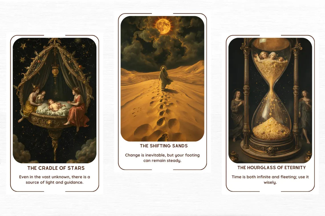 Alchemy Oracle Deck - The Cradle of Stars, Shifting Sands, Hourglass of Eternity
