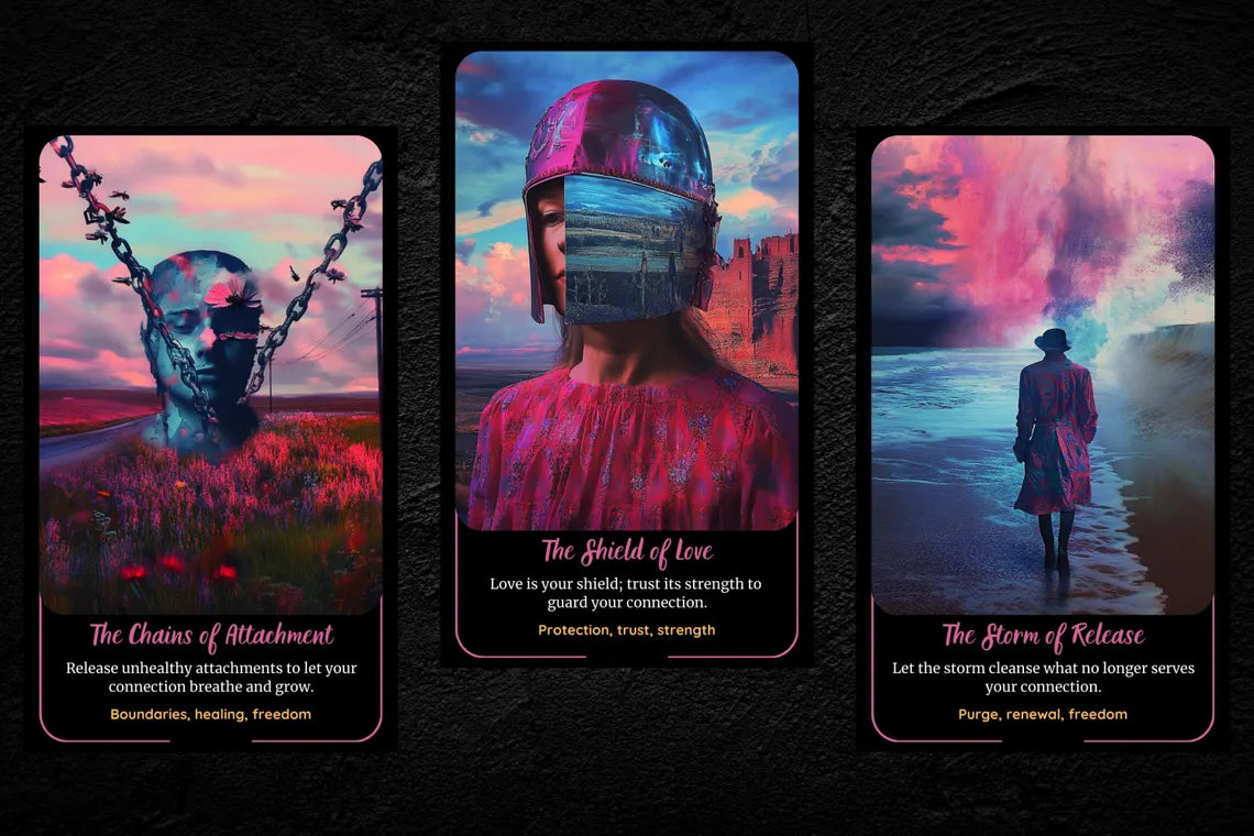 Twin Flame Cards - Pink purple blue surreal artwork soulmate readings