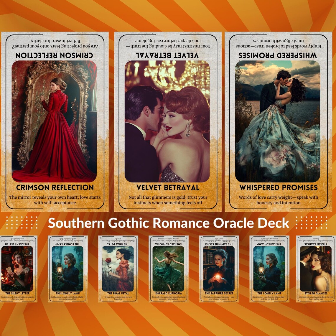 Southern Gothic Romance Oracle Deck - 78 vintage love cards showcase