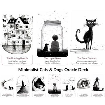 Animal Oracle Deck - The Floating Hearth, The Cat's Compass black and white minimalist
