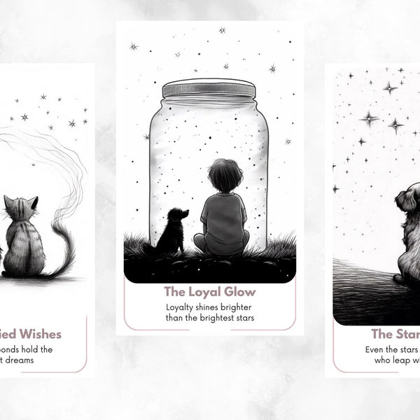 Minimalist Cats & Dogs Oracle - 78 Hand-Drawn Animal Cards | Black & White Pet Divination Deck