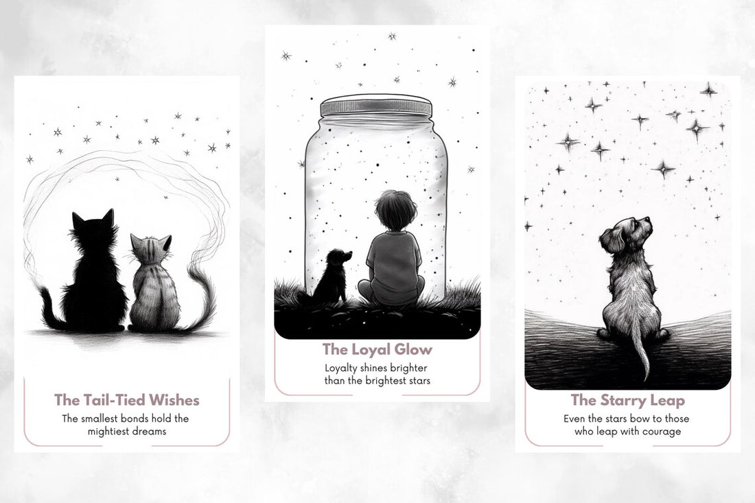 Animal Oracle Deck - The Floating Hearth, The Cat's Compass black and white minimalist