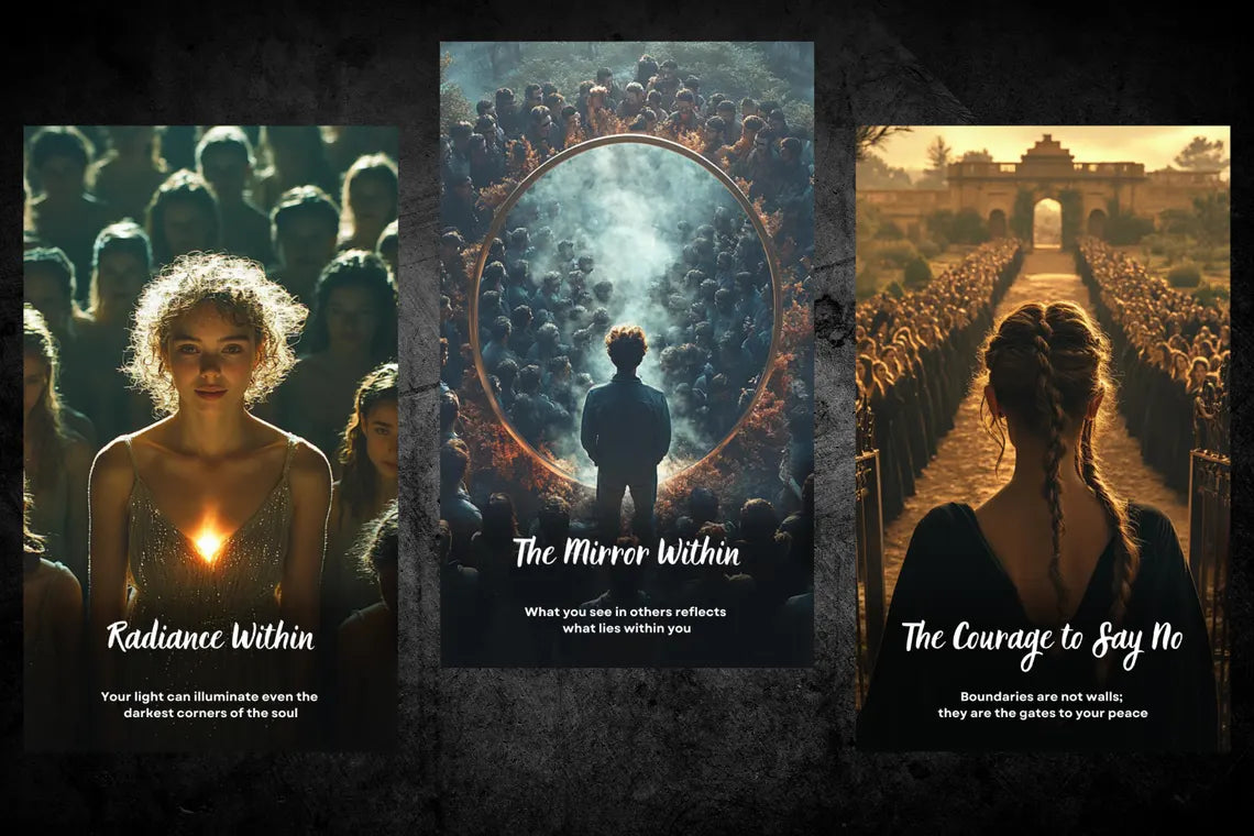 Self-Awareness Oracle Cards - Radiance Within, The Mirror Within, The Courage to Say No personal growth deck