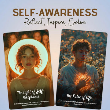 Inner Radiance Oracle Deck - Self-Awareness Cards featuring Light of Self-Acceptance and Pulse of Life empowerment
