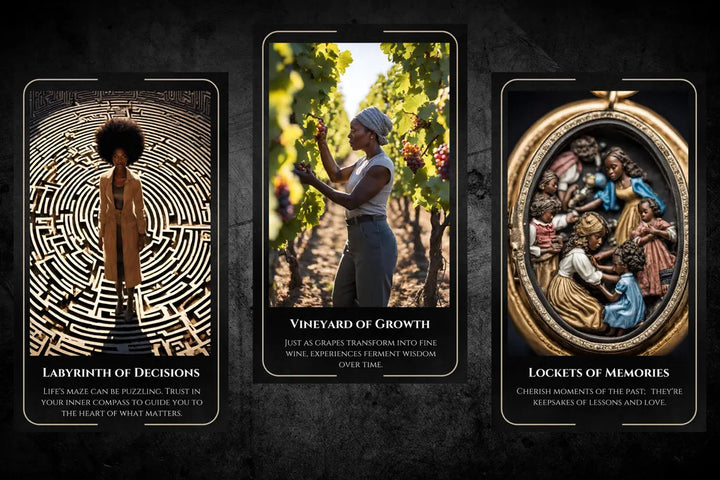Ancestral Light Oracle Deck - Labyrinth of Decisions, Vineyard of Growth, Lockets of Memories heritage cards