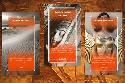 Egyptian Oracle Cards - Sands of Time Isis Wings Sarcophagus