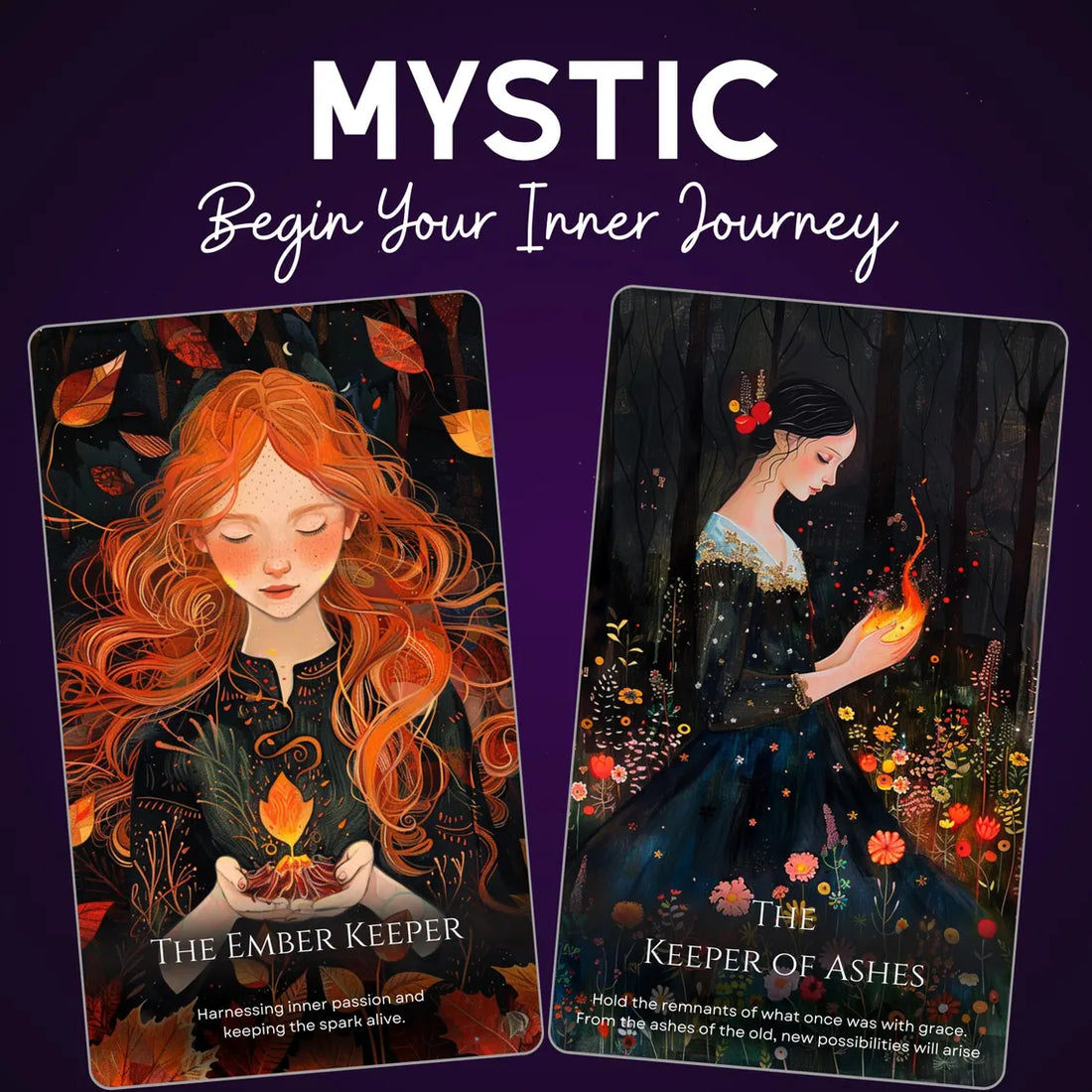 Mystic Keepers Tarot Deck - The Ember Keeper The Keeper of Ashes Fantasy Cards
