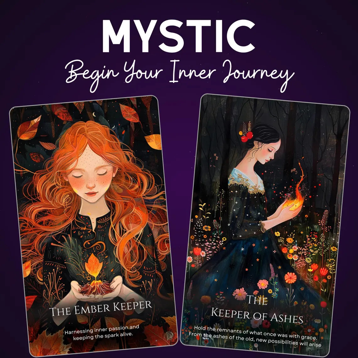 Mystic Keepers Tarot Deck - The Ember Keeper The Keeper of Ashes Fantasy Cards