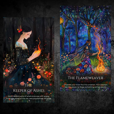 Mystic Keepers Tarot Cards - The Keeper of Ashes The Flameweaver The Phoenix Risen