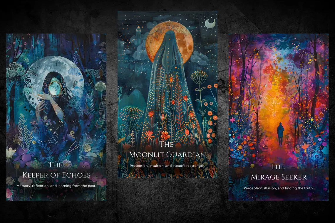 Mystic Keepers Tarot Cards - The Keeper of Echoes The Moonlit Guardian The Mirage Seeker