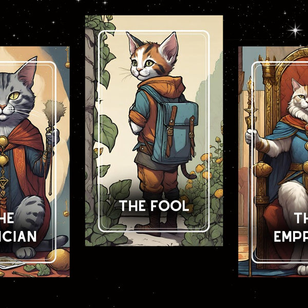 Mystic Paws Tarot Deck - 78 Hand-Illustrated Cat Cards | Feline Wisdom for Beginners & Cat Lovers