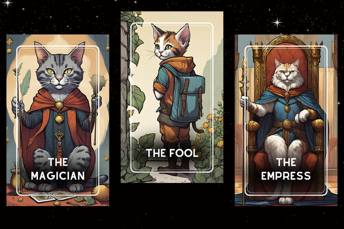 Mystic Paws Cat Tarot Deck - The Emperor The Sun Queen of Cups Cards Overview