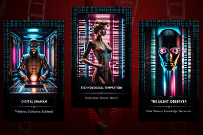 Neon Code Oracle Cards - Digital Shaman Technological Temptation Silent Observer