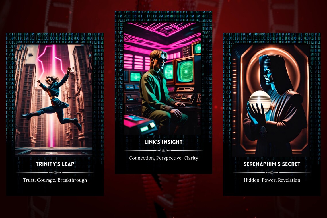 Neon Code Oracle Cards - Leap of Faith Links Insight Serenaphims Secret
