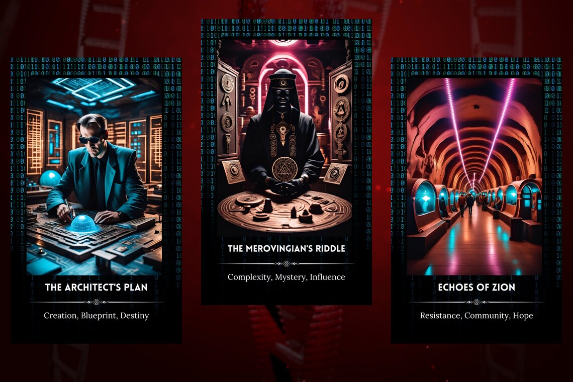 Neon Code Oracle Cards - The Architects Plan The Riddle Digital Echoes