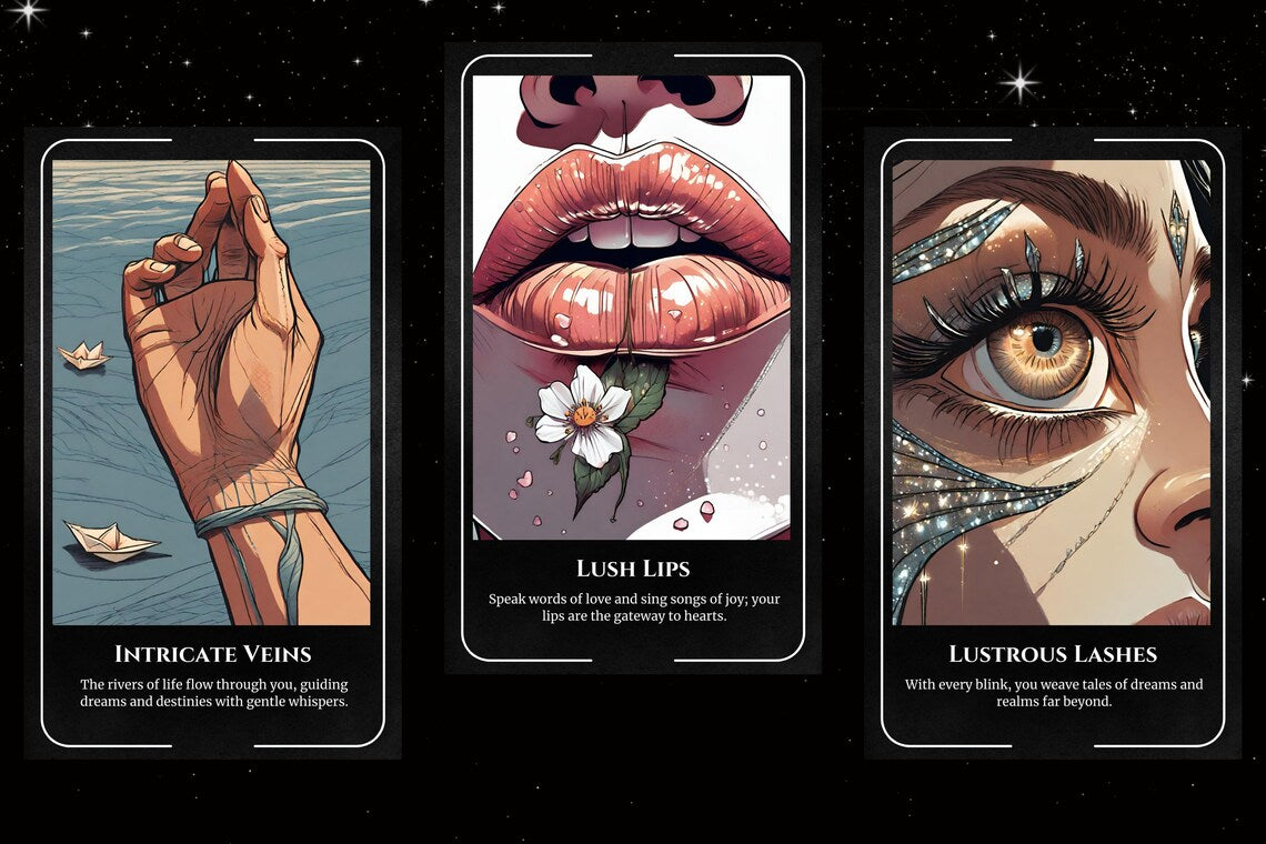 Physical Traits Oracle Cards - Intricate Veins Lush Lips Lustrous Lashes