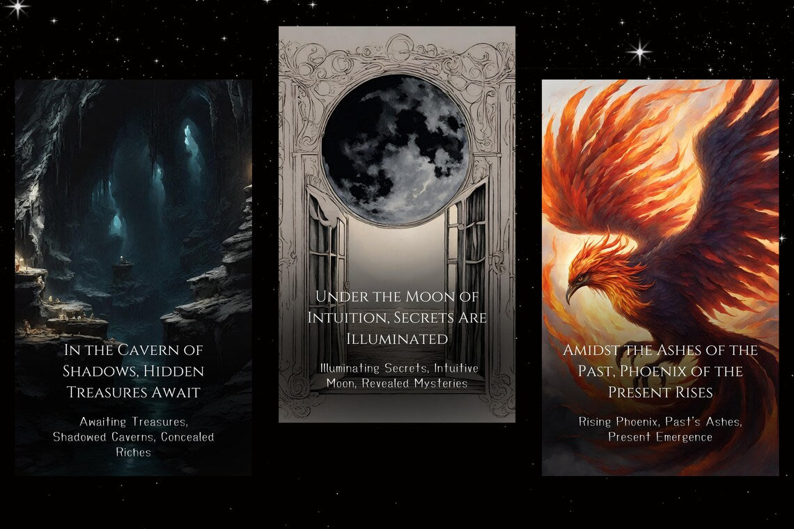 Sacred Soul Messages Cards - In the Cavern of Shadows Under the Moon of Intuition Phoenix