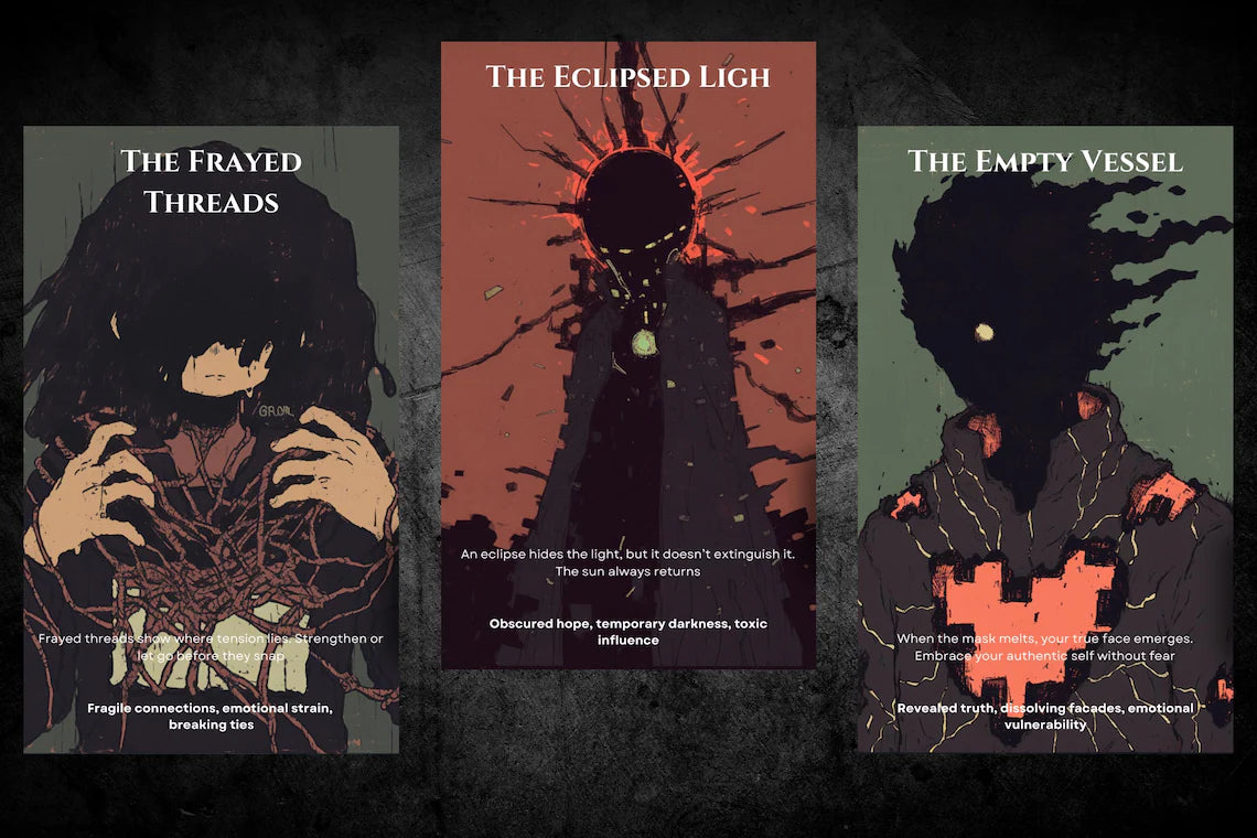 Toxic Relationship Oracle Cards - Frayed Threads Eclipsed Light Empty Vessel