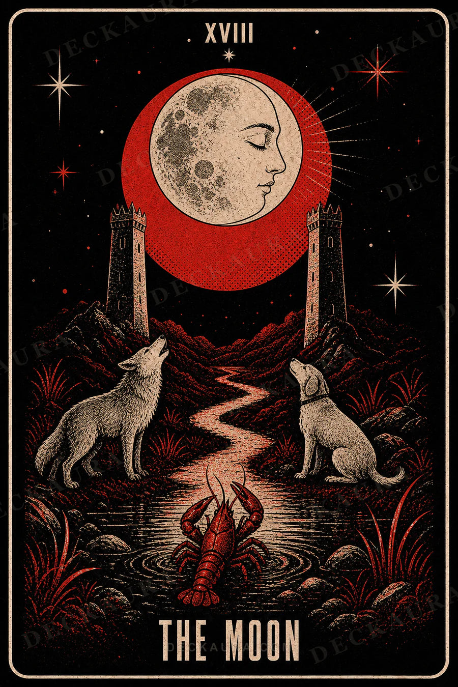 The Moon, the tarot archetype associated with Pisces