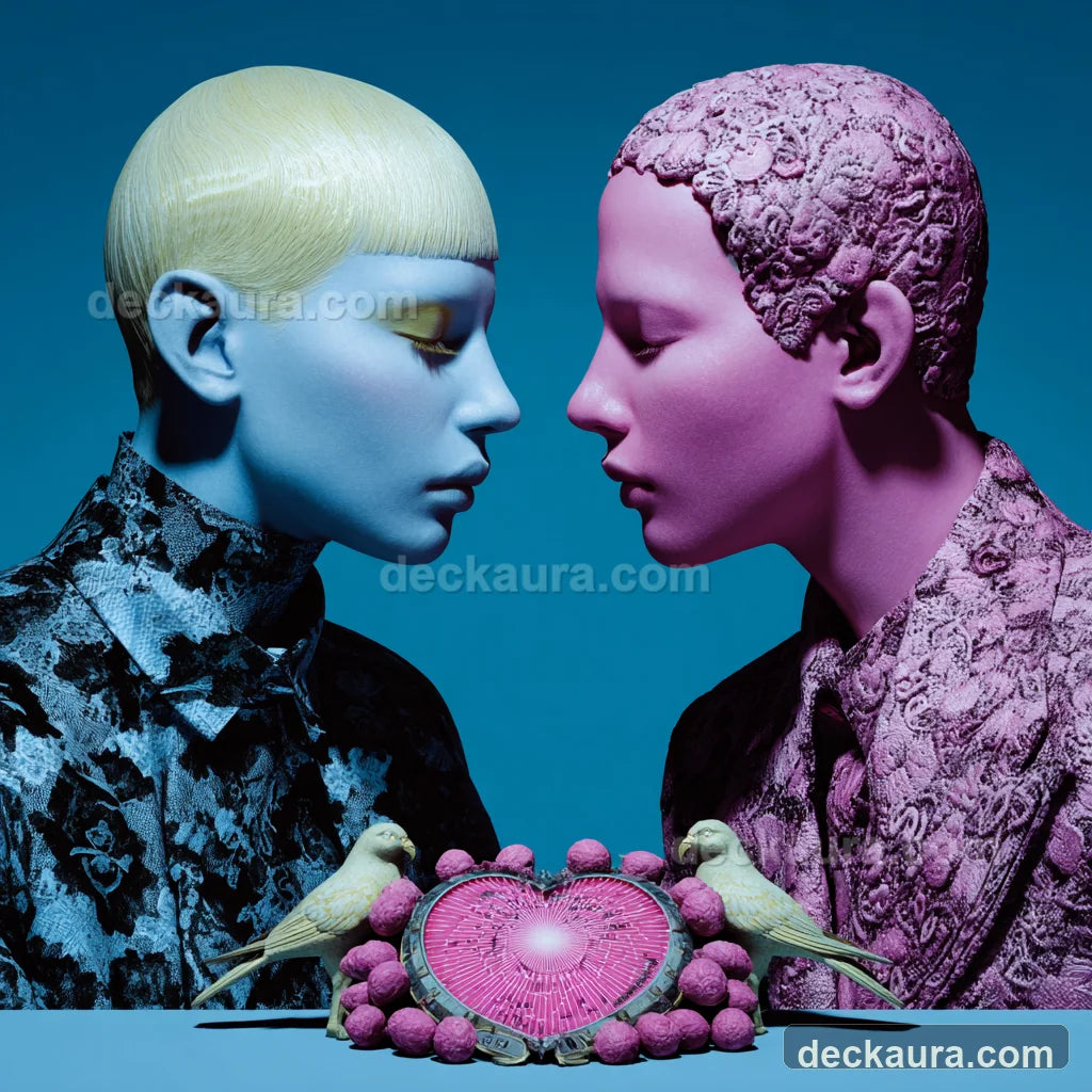 Two celestial figures facing each other for a zodiac compatibility reading