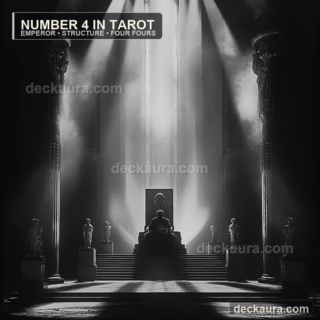 An Emperor silhouette sits on a high throne inside a monumental monochrome hall of pillars