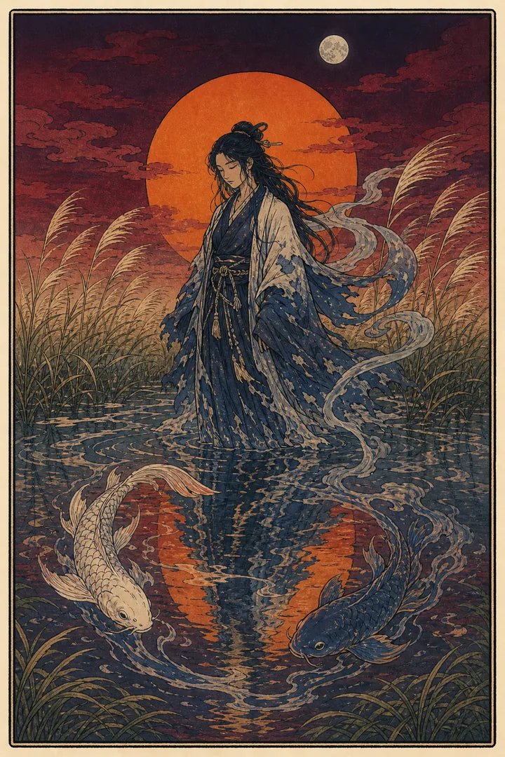 Original Pisces celestial guardian card representing the Moon sign